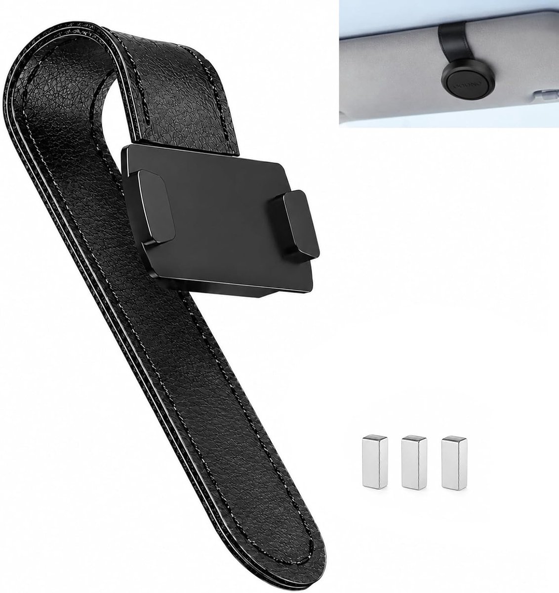 Autohouder voor OOONO CO-Driver NO2, bevestiging zonder sporen op het dashboard, accessoires voor zonneklep, met sterke magneet en lederen clip, antislip, stabiel voor GPS, camera