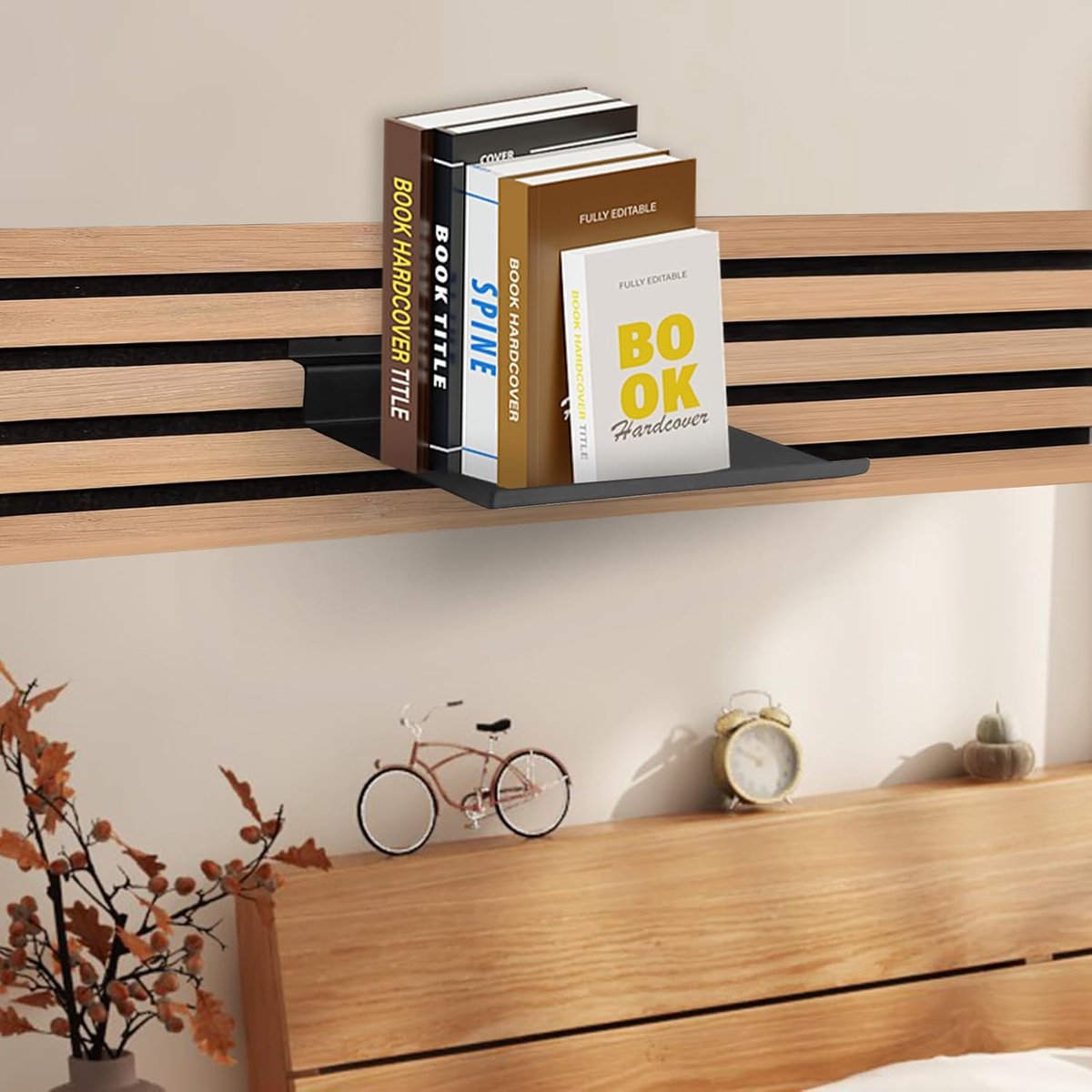 Wandorganizer voor akoestische panelen, wandplanken van metaal voor wandorganizer, doe-het-zelf wandrek voor keuken, kantoor, meer montage zonder boren (25 x 10 cm)