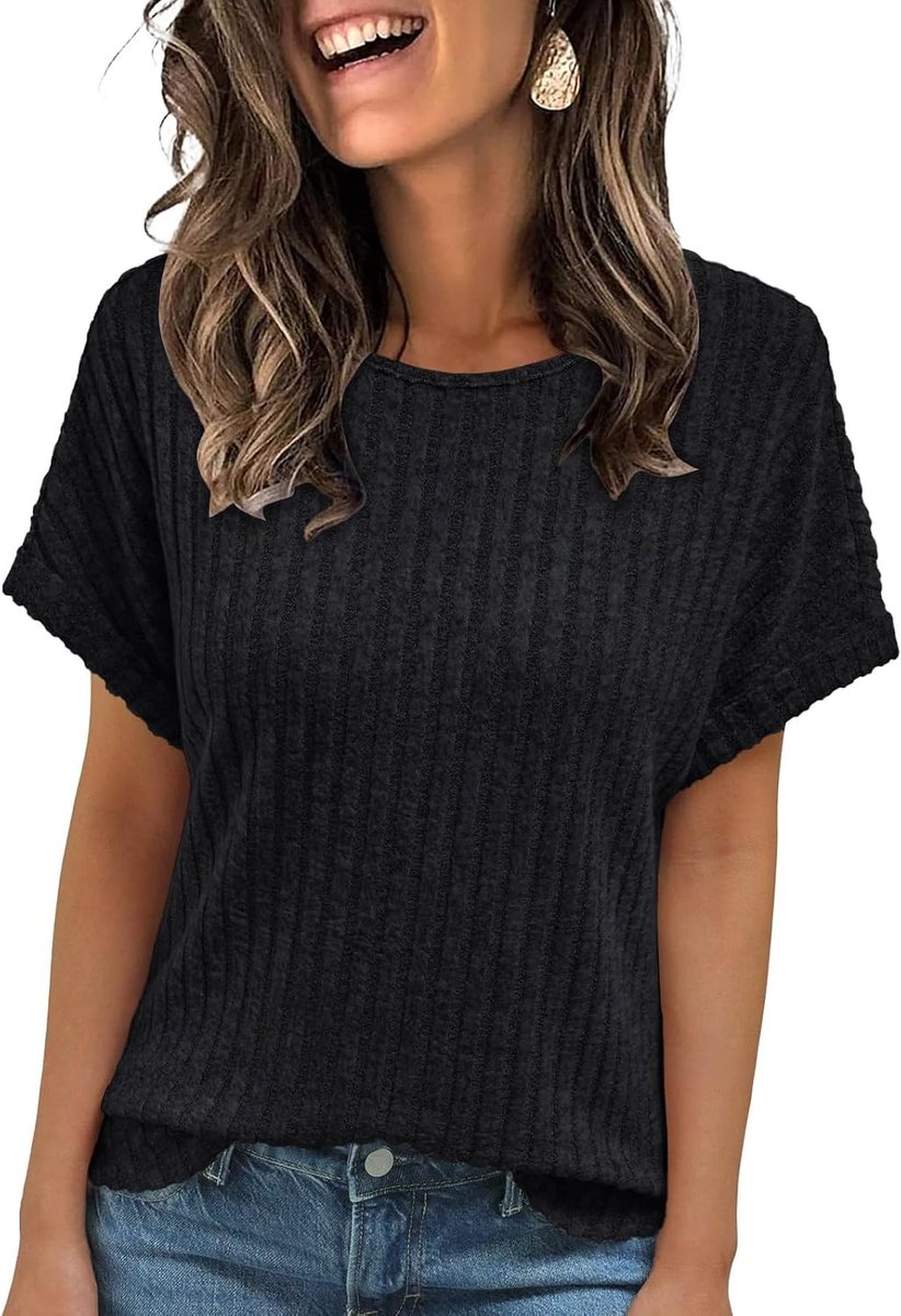 T-shirt dames zomer ronde hals basic pullover korte mouwen tuniek gebogen zoom tops elegante casual business outfit 2025