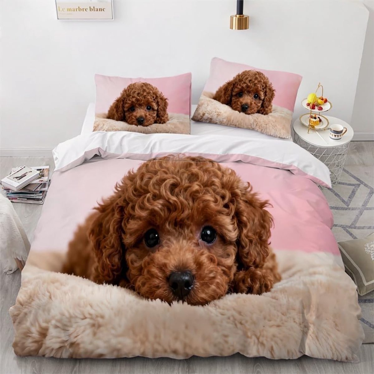 Kleine eenpersoons dekbedovertrekset, roze dekbedovertreksets met ritssluiting, zachte microvezel beddengoedset, met 2 kussenslopen van 50 x 75 cm, voor gebruik met tieners en