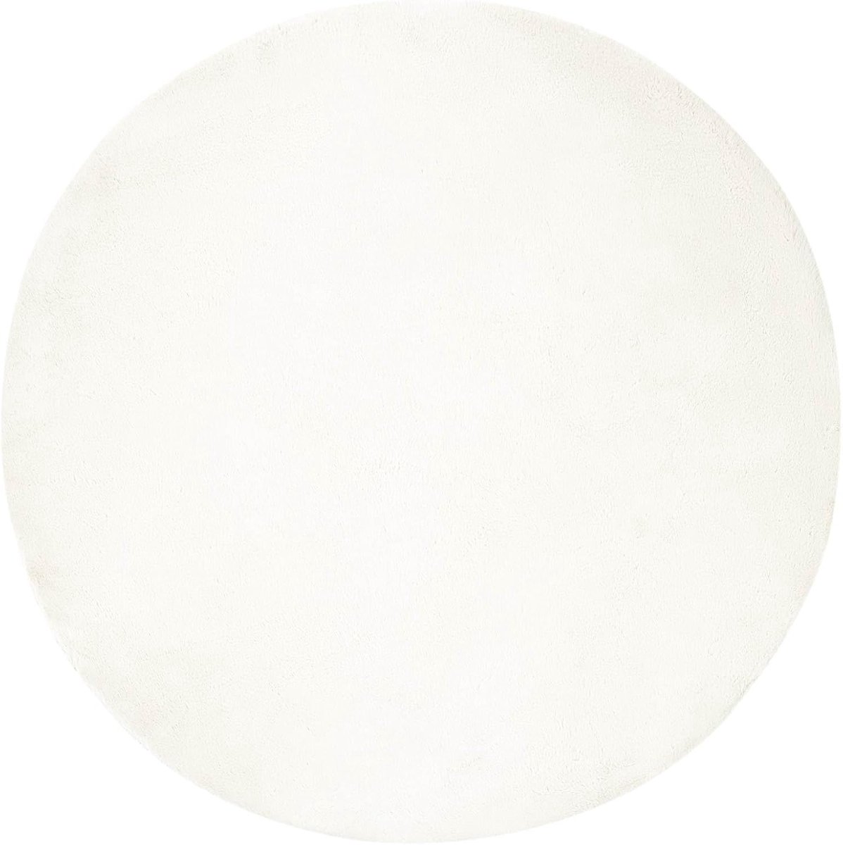 Tapijt van kunstkonijnenbont, zacht tapijt crème Ø 80 cm, kunstbont rond voor woonkamer en slaapkamer, fluweelzacht oppervlak van polyester, onderhoudsvriendelijk