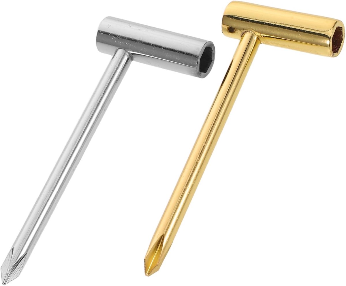 2 stuks Truss Rod-sleutel: akoestische elektrische gitaarhalssleutel - 6,35 mm goud/zilver Truss Rod-afstellingsgereedschappen compatibel met Taylor
