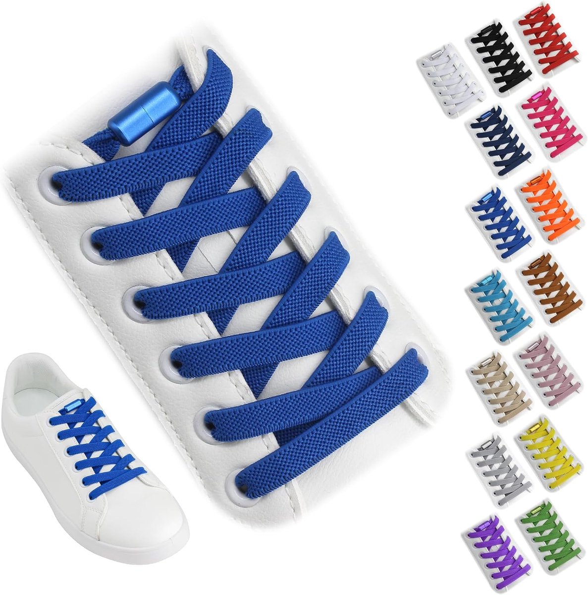 2 Paren Elastische Veters Zonder Strikken, Met Snellsluiting, Voor Gymschoenen & Alledaagse Schoenen, Geschikt Voor Kinderen & Volwassenen, Verstelbaar, Eenvoudig, Rekbaar