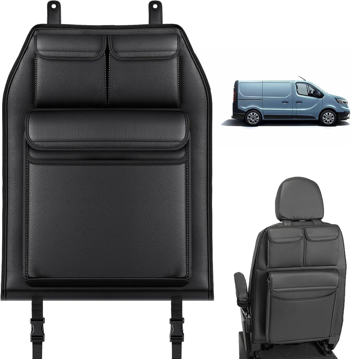 Achterbank-organizer voor Renault Trafic, inklapbare rugleuningbescherming, opbergtas voor auto, eenvoudige montage voor reizen en dagelijks gebruik, kunstleer (enkel)