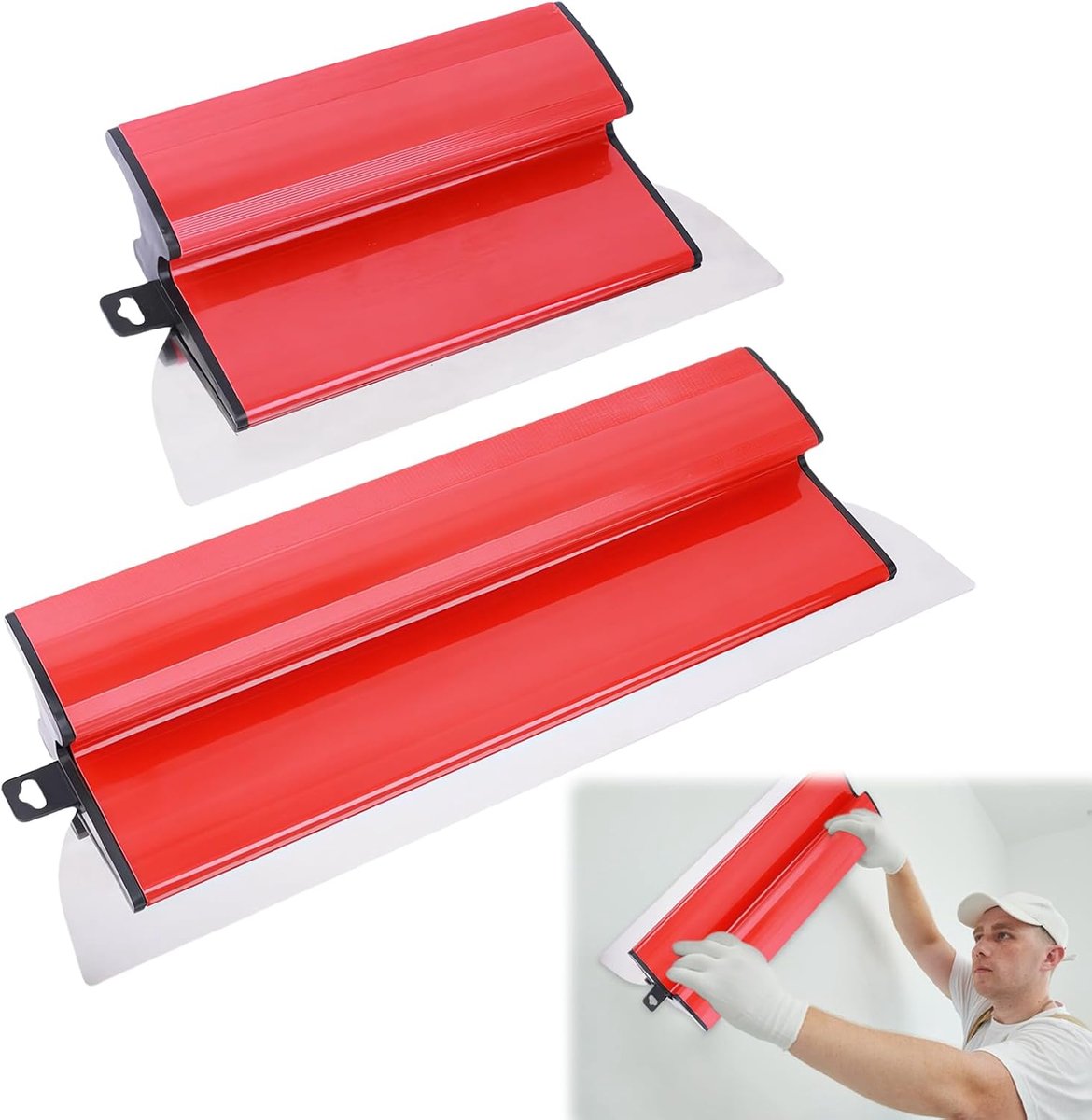 spatel gereedschap (25 cm, 40 cm), 1,6 m telescoopstang met adapter, multifunctionele gladmakende spatelkit voor het gladmaken van muur en plafond (B)