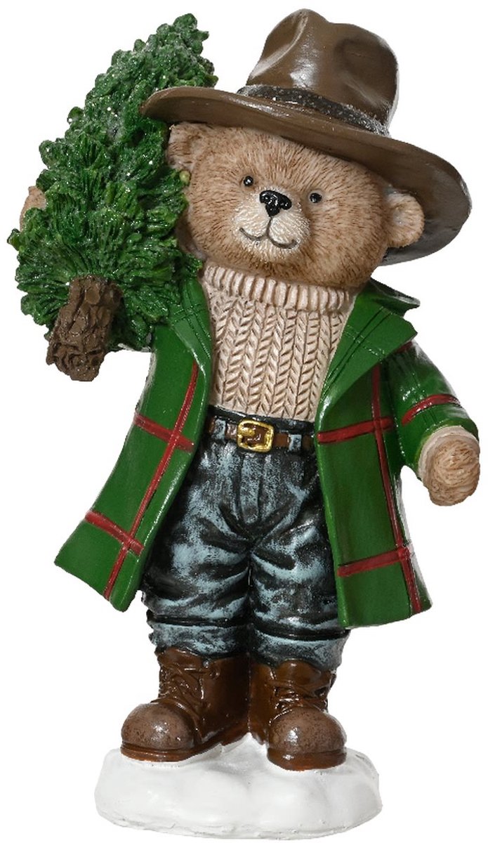 Kaemingk kerstfiguur teddybeer met kerstboom 14,5 cm