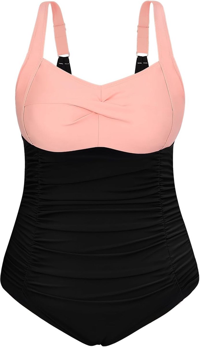 Vrouwen Plus Size Buikcontrole Een Stuk Badpak Gewatteerde Push Up Dames Badmode Kleurblokkering voor Plus Size Vrouwen L-4XL