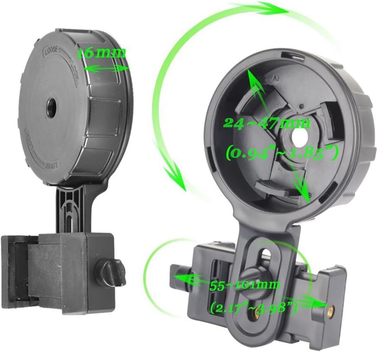 Telescopische telefoonadapter, snelle uitlijning telefoon digiscoping adapterhouder - compatibel met spotting scope verrekijker, monoculair, past op bijna alle merken smartphones (groot)