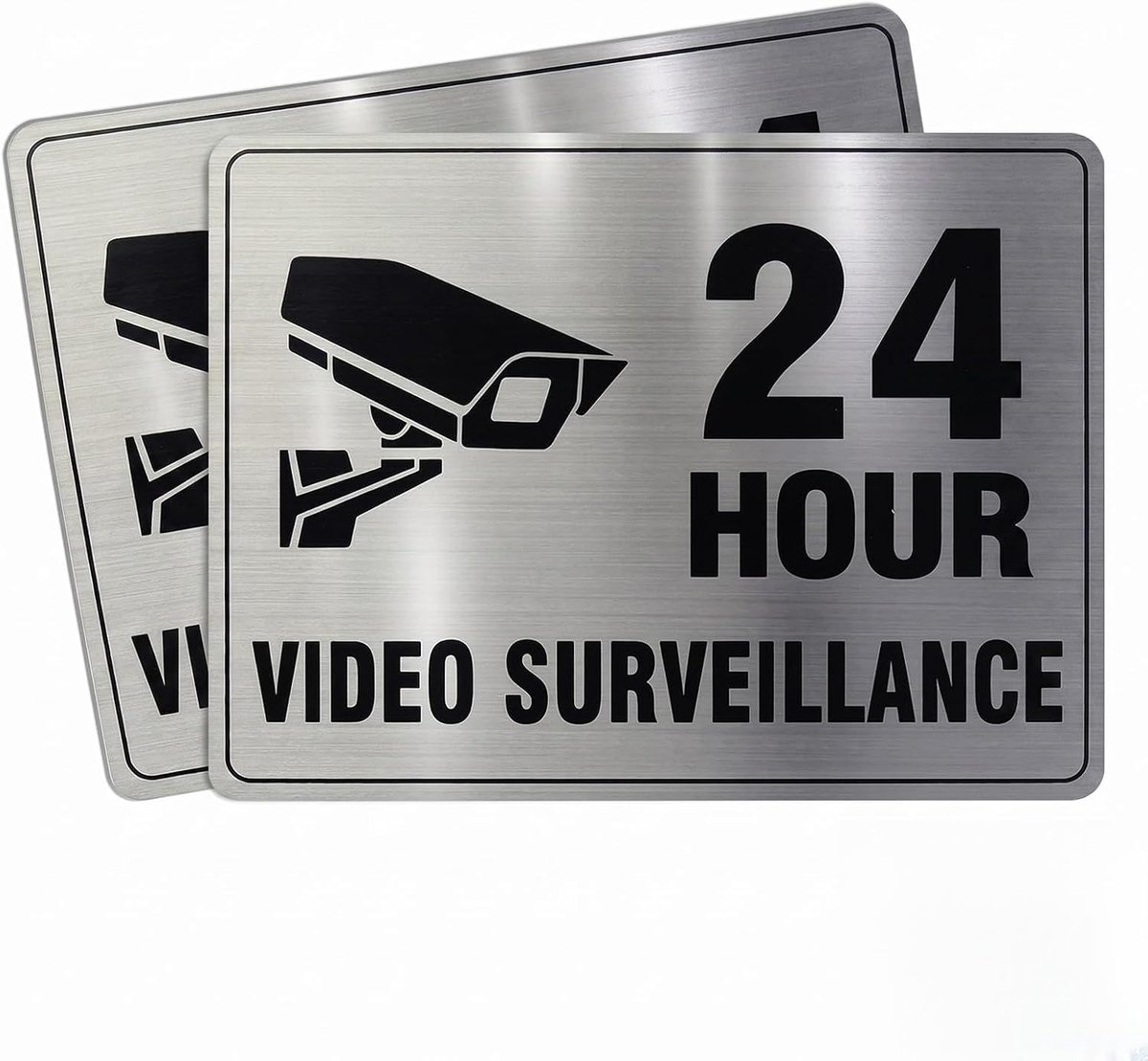 2 stuks aluminium videobewakingsbord, zelfklevend, alarmbord voor videobewaking voor binnen en buiten, veiligheidsbord voor privéeigendom en bedrijf, 15,2 x 20,4 cm