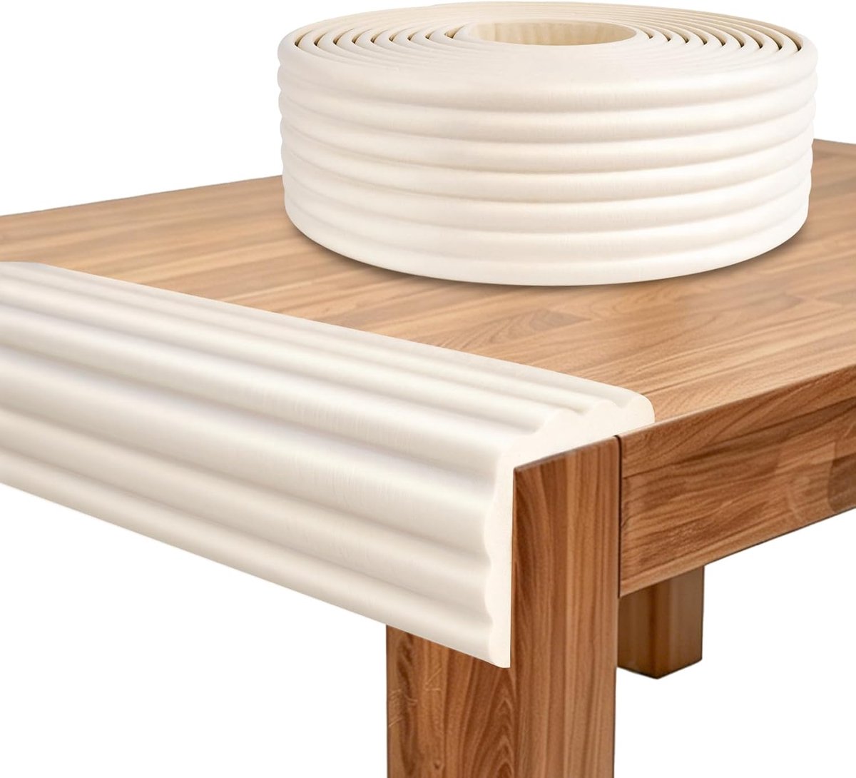 Randbescherming voor kinderen, 5 m x 8 cm, schuimrubber voor baby's, zelfklevend, anti-botsing, voor meubels, bed, vensterbank en bureau (wit)