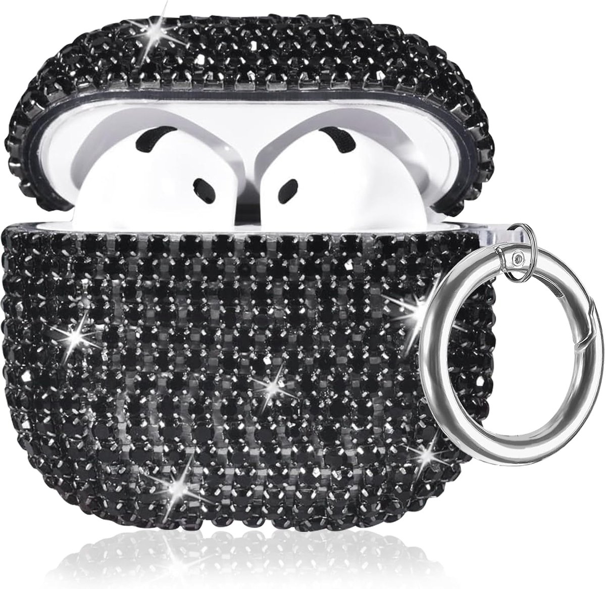 compatibel met AirPods 4e generatie (2024), fonkelende diamanten hoes voor AirPods 4 hoes bling strass steentjes voor vrouwen, schokbestendige beschermende schattige hoes met