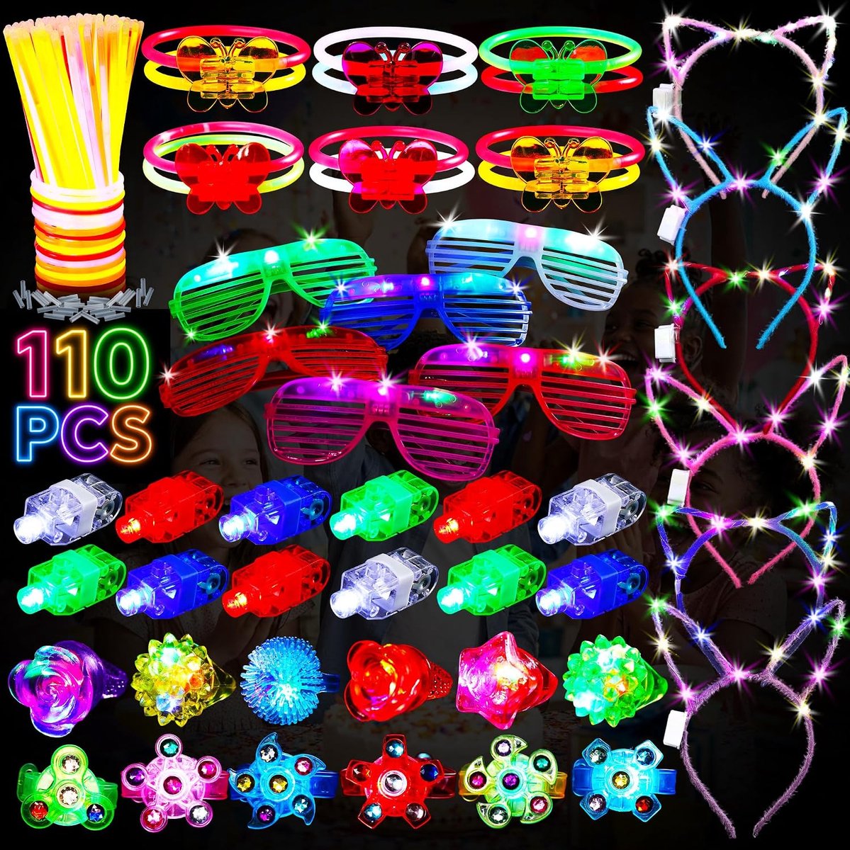 110 STUKS Knicklichtjes Party Set - LED Lichtgevend Speelgoed