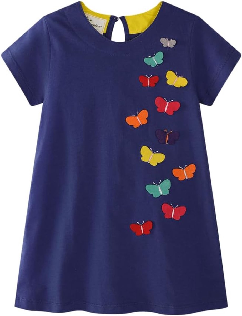 meisjesjurk met lange mouwen en korte mouwen, dierenprint, gestreept, cartoon, T-shirtjurk voor meisjes