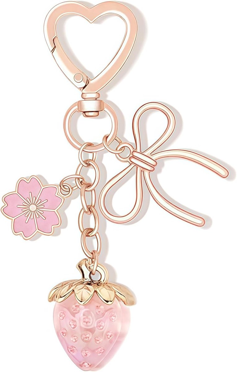 Kers Sleutelhanger Tassenhanger, Schattige Aardbei Kersen Esthetische Tassenbedels Voor Handtas, Schattige Accessoires Voor Dames