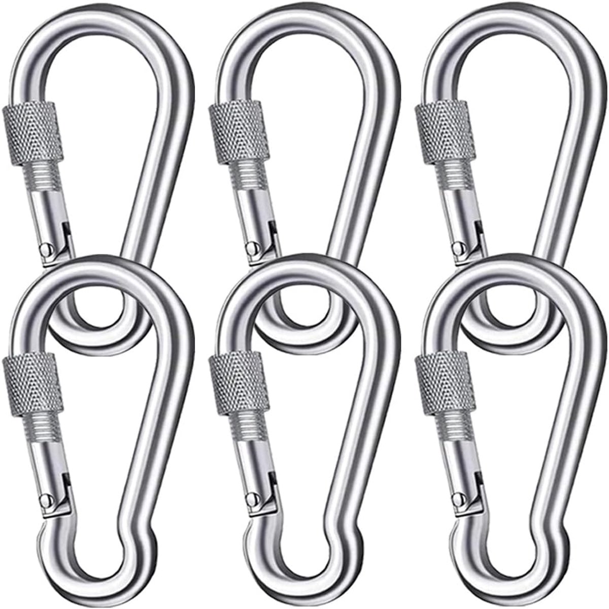 6 stuks M8 schroefkarabijnhaken roestvrij staal 304 schroefconnector karabijnhaak