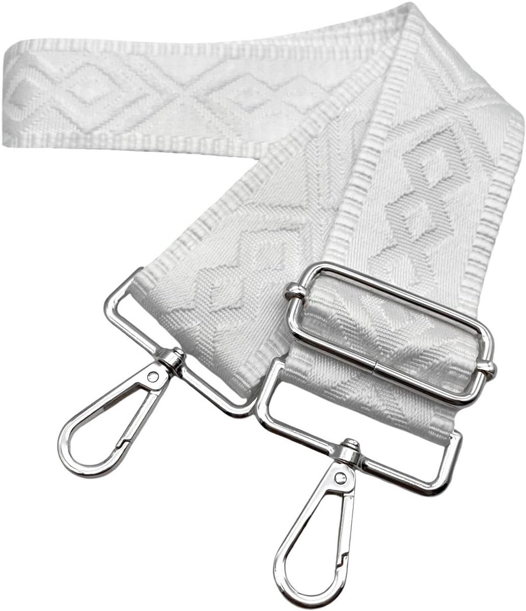 Schouderriem voor tas, brede riem, verstelbaar, verwisselbare handtas met zilveren gesp, voor dames, doe-het-zelf, accessoires, wit, 5 cm, 03