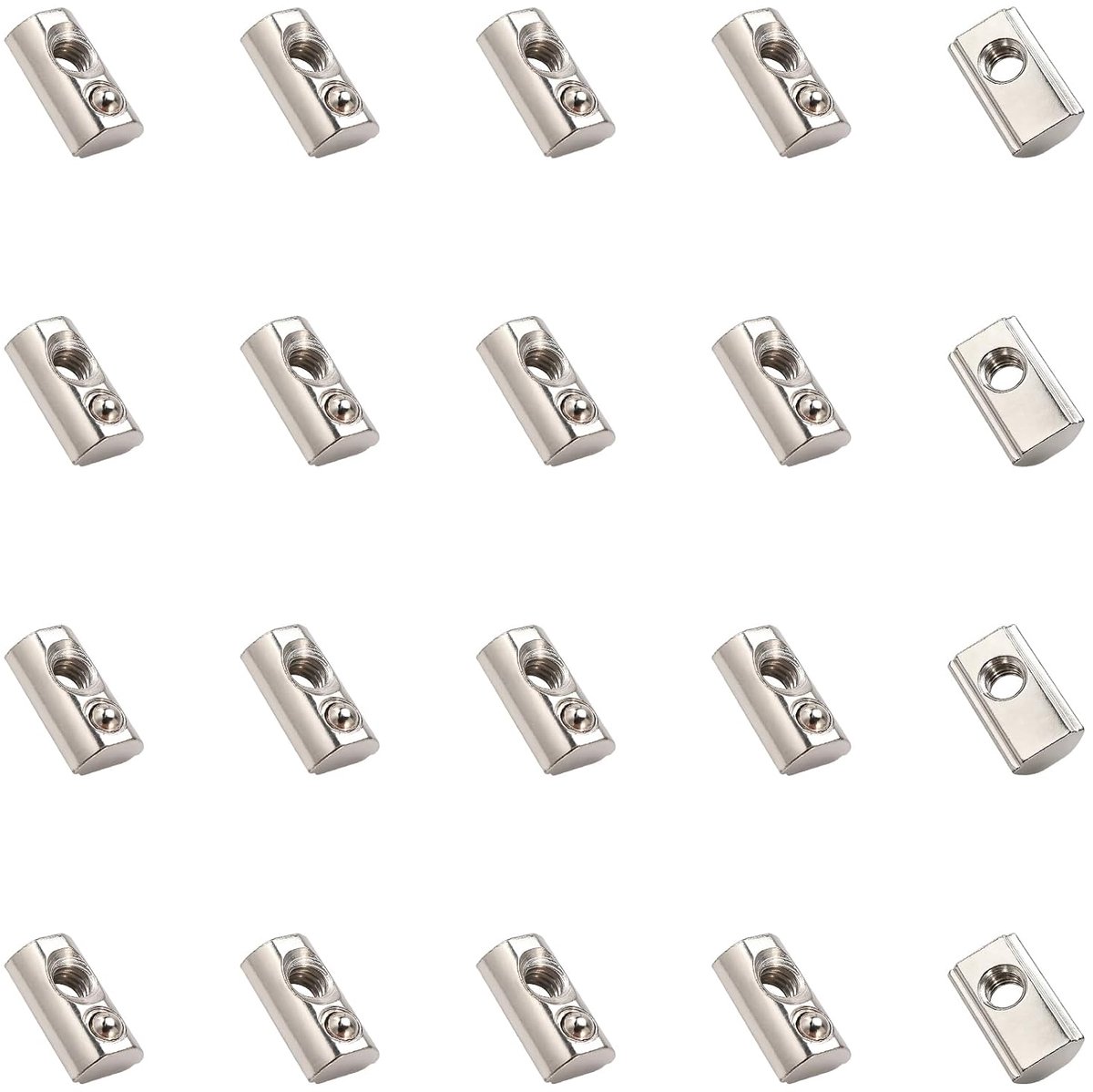 20 Stuks 20 Serie M4 T-Veermoeren, Groefstenen met Kogelmoer, voor Aluminium Extrusieprofielen met Sleuf van 6mm