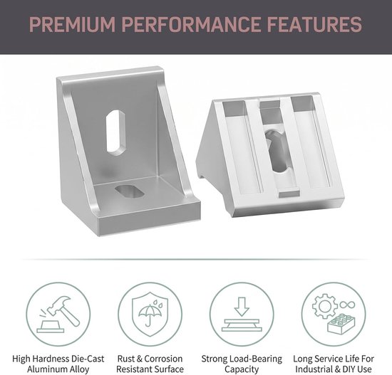 30 stuks aluminium profiel hoek 20 x 20 hoekverbinders hoekverbinders set — afbeelding 4