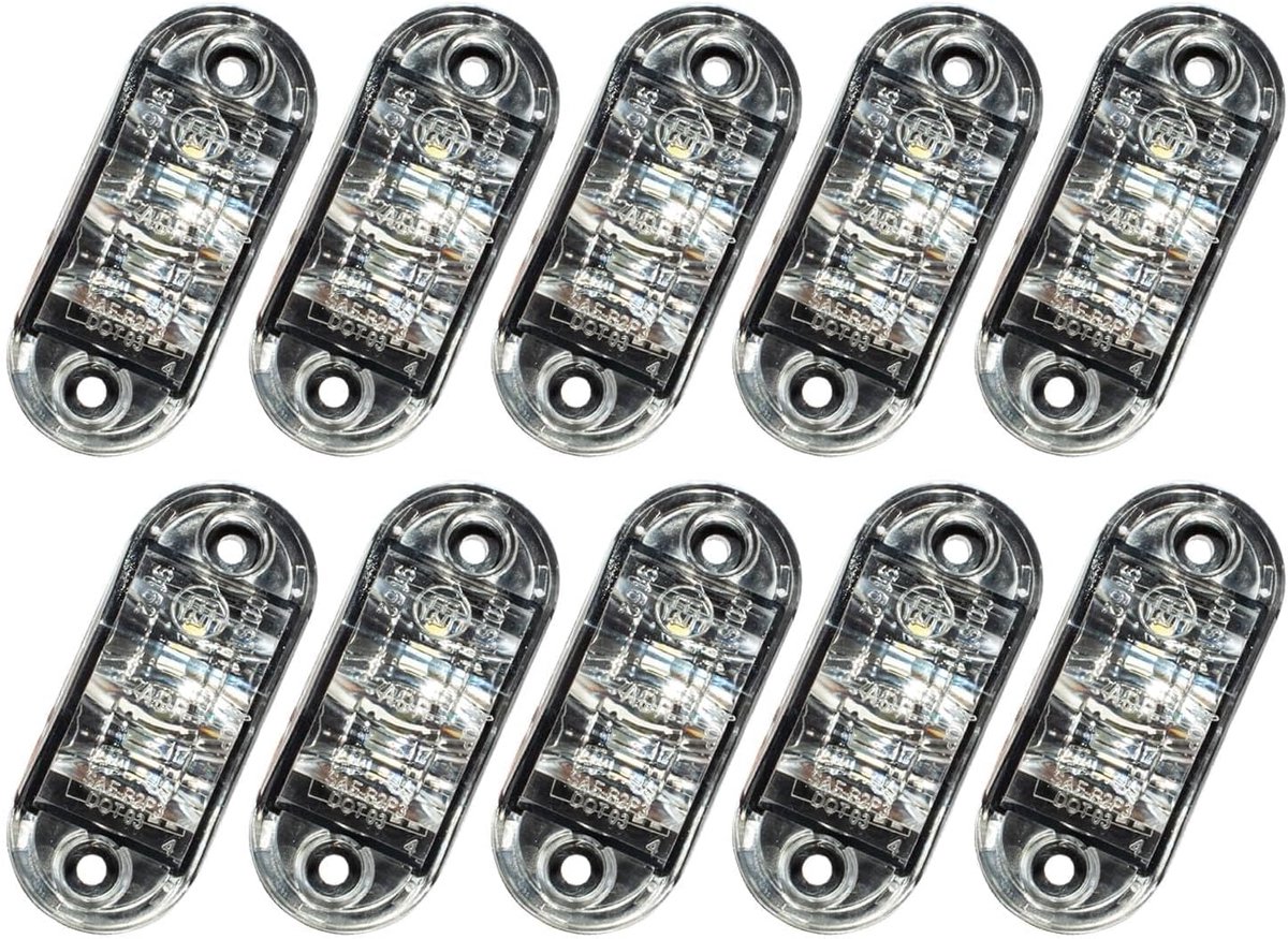 10 stuks begrenzingslampen, aanhangers, positielampen, aanhanger, accessoires met 2 lampen, 12/24 V, 3000 K, waterdicht, zijmarkeringslichten voor vrachtwagen, auto, camper, caravan