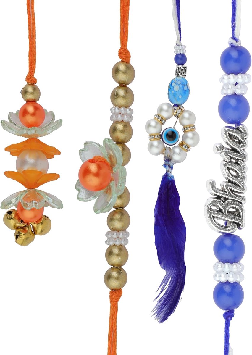 Bhaiya Bhabhi Veera Set Rakhi Lumba-set voor koppels met Dora voor Brother Bhabhi set van 4 familie Rakhi Card Gift Pack Thread Bracelet Dori voor Raksha Bandhan Indiaas Traditioneel Festival