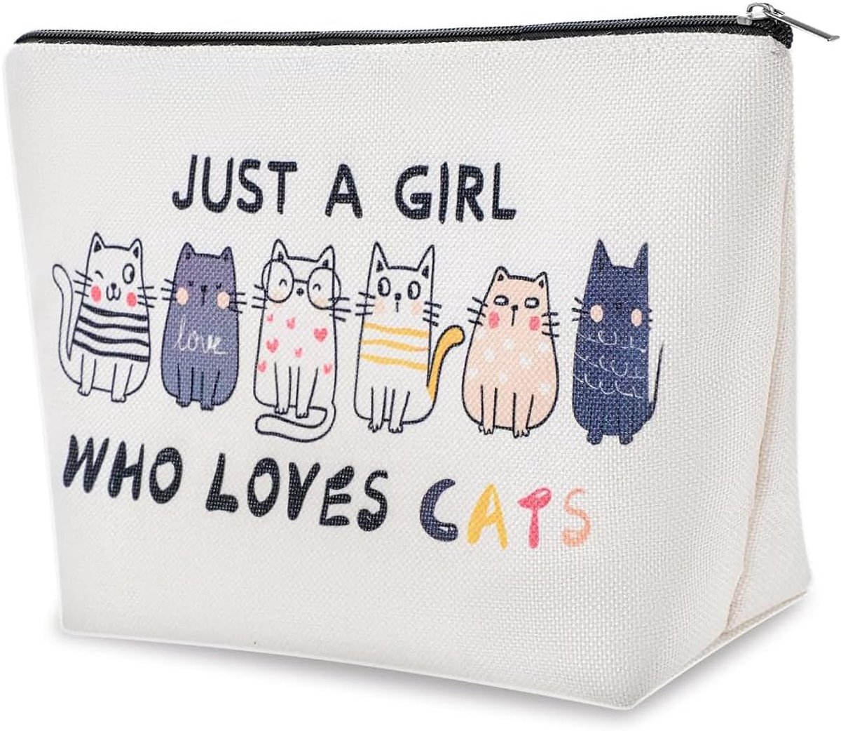Kattentas met kattenmotief - Het ideale cadeau voor kattenliefhebbers en make-upliefhebbers, met hoogwaardige linnen stof, rits en prachtige patronen