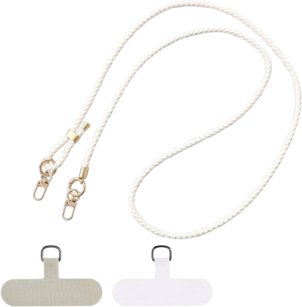 Telefoonkoord voor mobiele telefoon, nekkoord voor mobiele telefoon, 1,2 m verstelbaar halsketting/lanyard voor telefoon, met 2 duurzame patches, voor de meeste smartphones