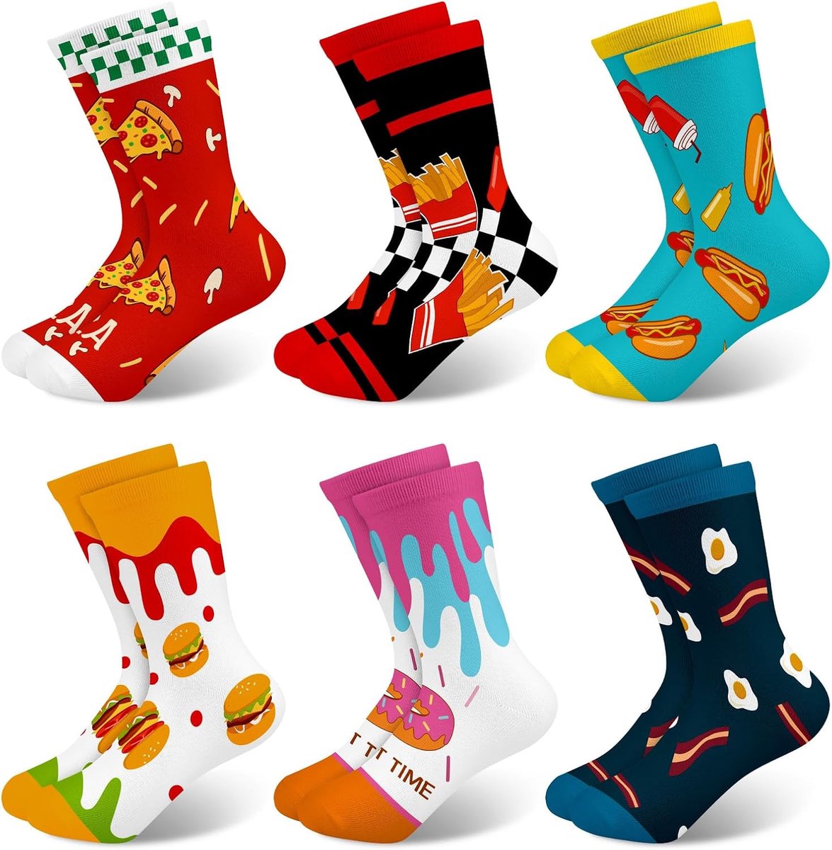 Sokken voor meisjes, kinderen, betoverend, cartoonvoering, hamburger, donuts, korte sokken, crew, cadeau, comfort en ademend vermogen in 3-14 jaar, maten 25-38