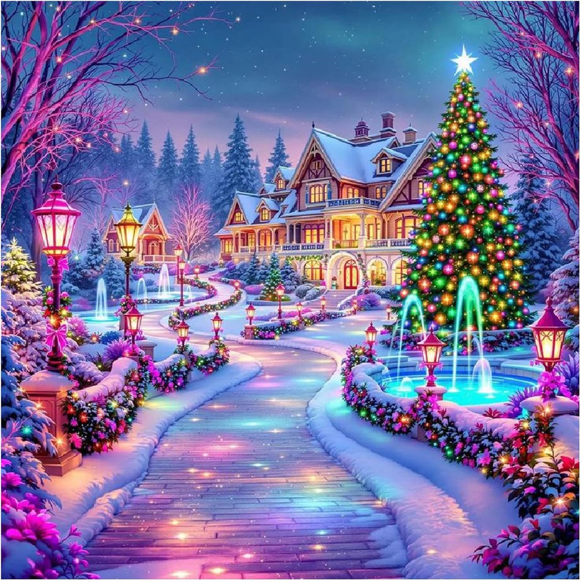 Kerstbomen Diamant Schilderij Kunstkits voor Volwassenen, 5D DIY Edelsteen Art Schilderij Kits, Volledige Boor Schilderen Strass Borduurwerk Foto's voor Beginners, Home Muur Decor 30x30cm