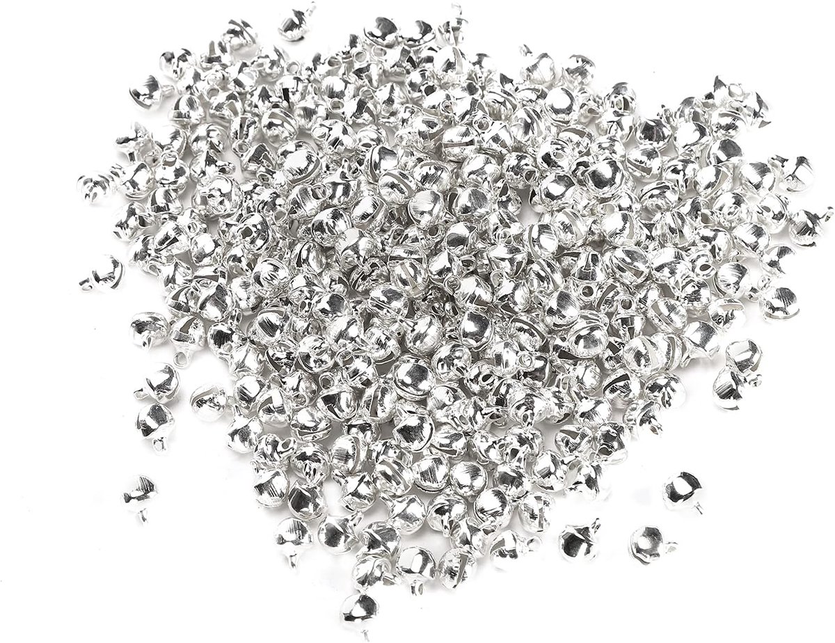 Bellen Sieraden, Kleine Zilveren Mini Bellen, 300 Stuks Ijzeren Hanger Sieraden Handgemaakte Accessoires 6mm, voor DIY met Vakantiedecoraties