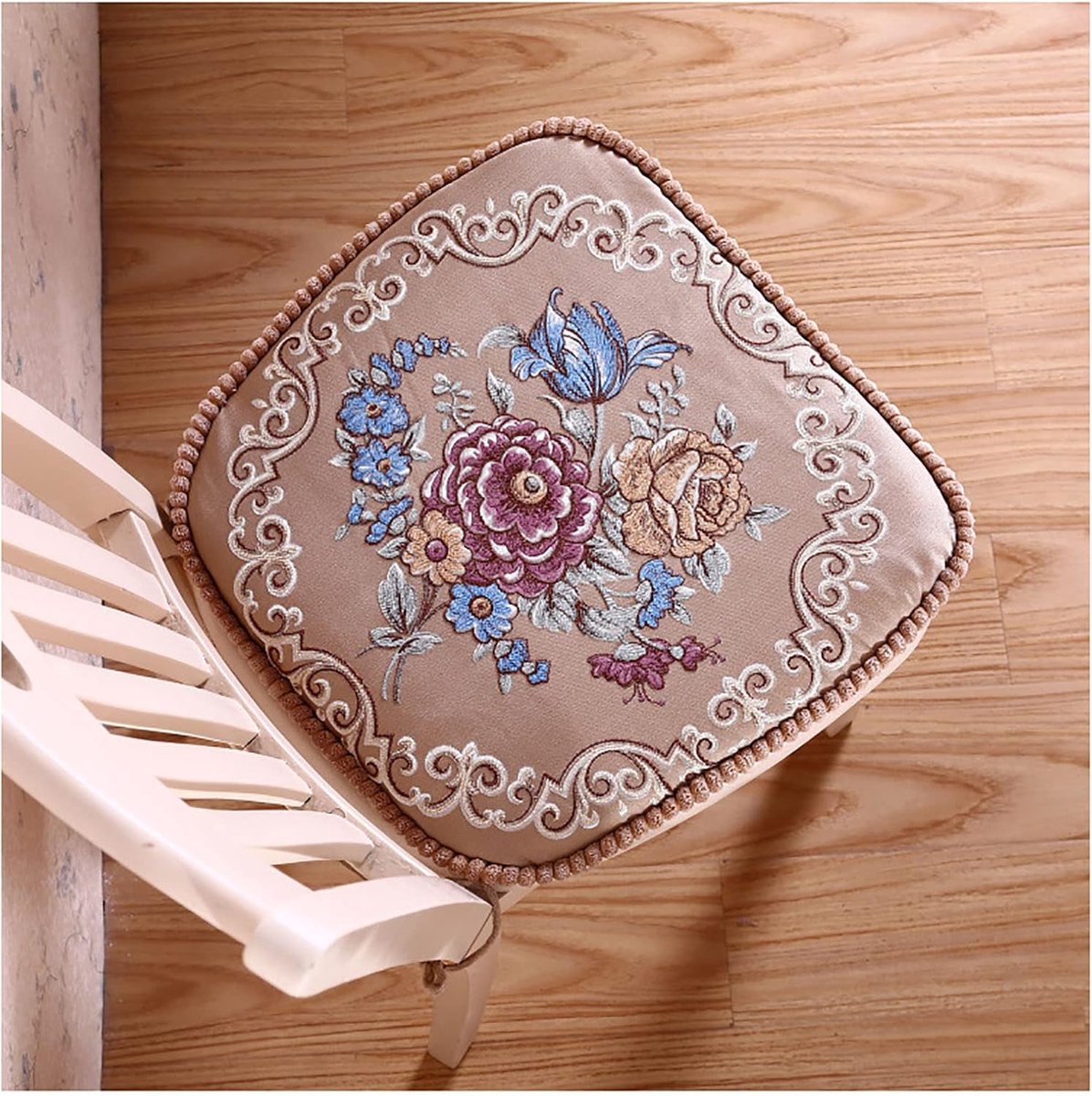 Stoel Seat Pads, Tie-On Stoel Meubelkussens, Verschillende patronen gebreid borduurwerk dikke Seat Pads, Eetstoelen Keuken Dikke Tuin Comfortabele Indoor Seat Pad-Koffie 9 # 45x43x5cm (17,7x16,9x2 inch