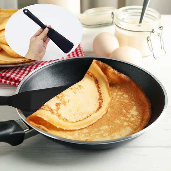 spatel, 2 stuks, spatel, keuken, anti-aanbaklaag, siliconen spatel, hittebestendig, spatel voor het koken van vis, pannenkoeken, eieren, pizza, steak, BPA-vrij (zwart) — afbeelding 5