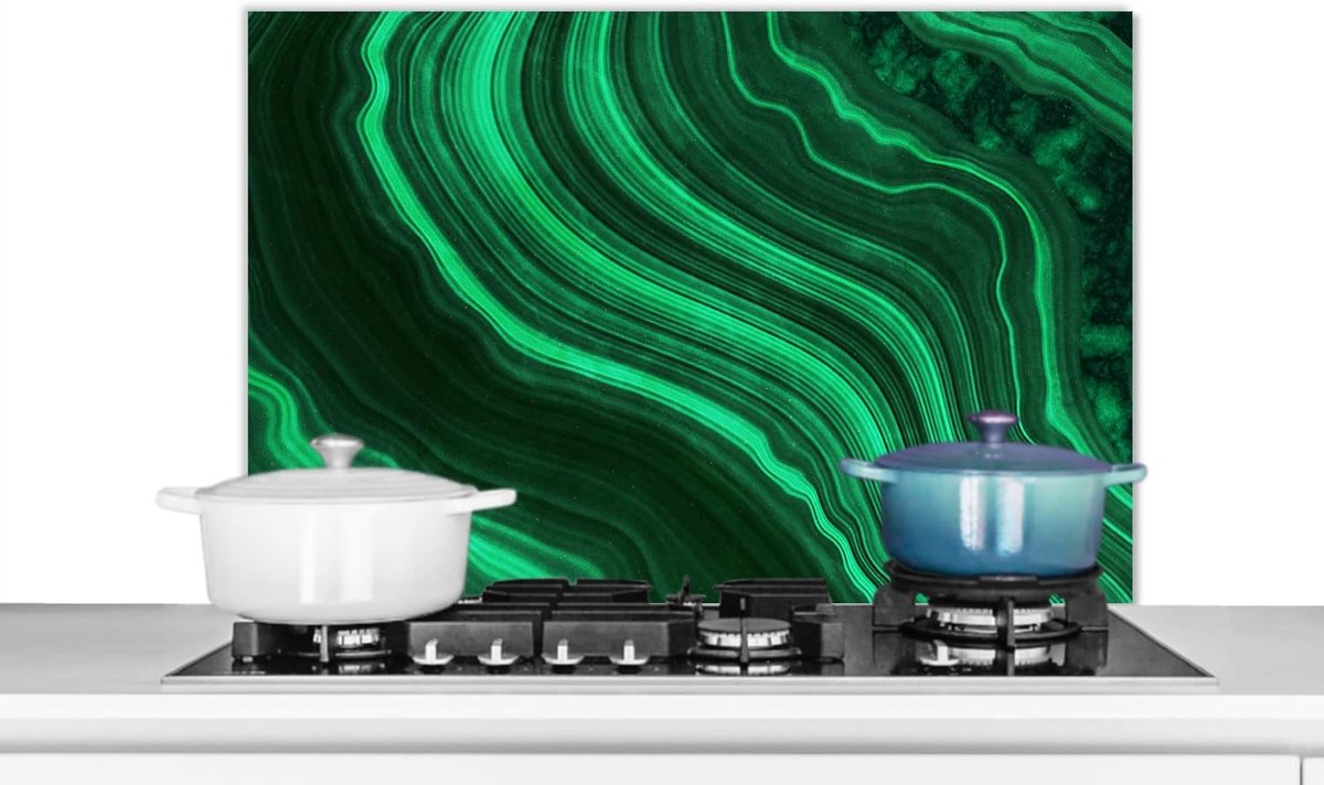 Spatscherm Keuken - 80x55 cm - Agaat - Groen - Edelstenen - Marmer