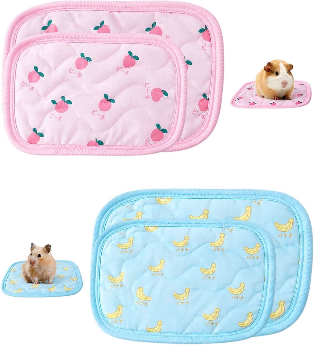 4er Set Kühlmat für Haustiere, selbstkühlend, atmungsaktiv, wasbaar, zacht, 4 Motieven, Zomer, Hitzeentlastung, für Hunden, Katten, Kaninchen, Meerschweinchen, Hamster, Kühlkussen