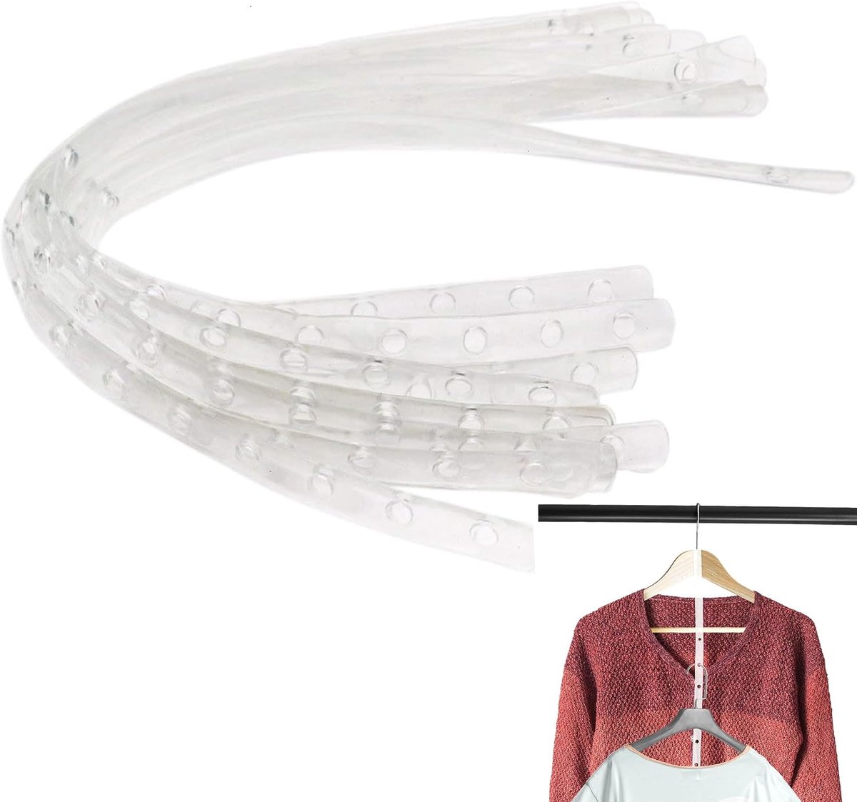 12 stuks ruimtebesparende multifunctionele kleerhangers voor kledingkast, ruimtebesparend, antislip, organizer voor kasten voor broeken, jeans, jurken en kleding (A)