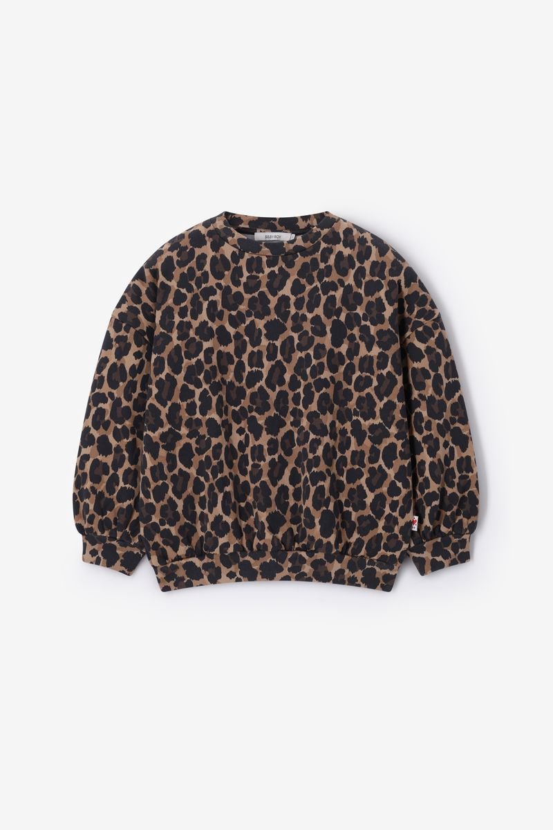 Sissy-Boy - Bruine oversized sweater met leopard print