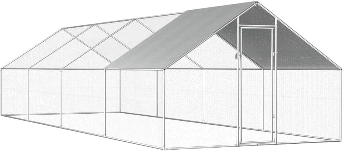 Kippenstal voor buiten, van verzinkt staal voor kippenhok groot kippenstal 2,75 x 4 x 2 m, 2,75x8x2 m