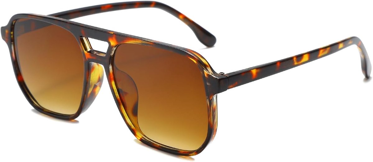 Keeper Retro pilotenzonnebril, vierkante zonnebril voor mannen en vrouwen, klassieke jaren 70-stijl, retro pilotenbril met UV400-bescherming