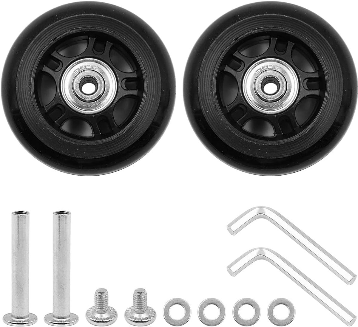 Wielen, 70 x 24 mm, Wear Mute Skate Wheel reservewielen met schroef, rubberen stuurrol, wiellager-reparatieset