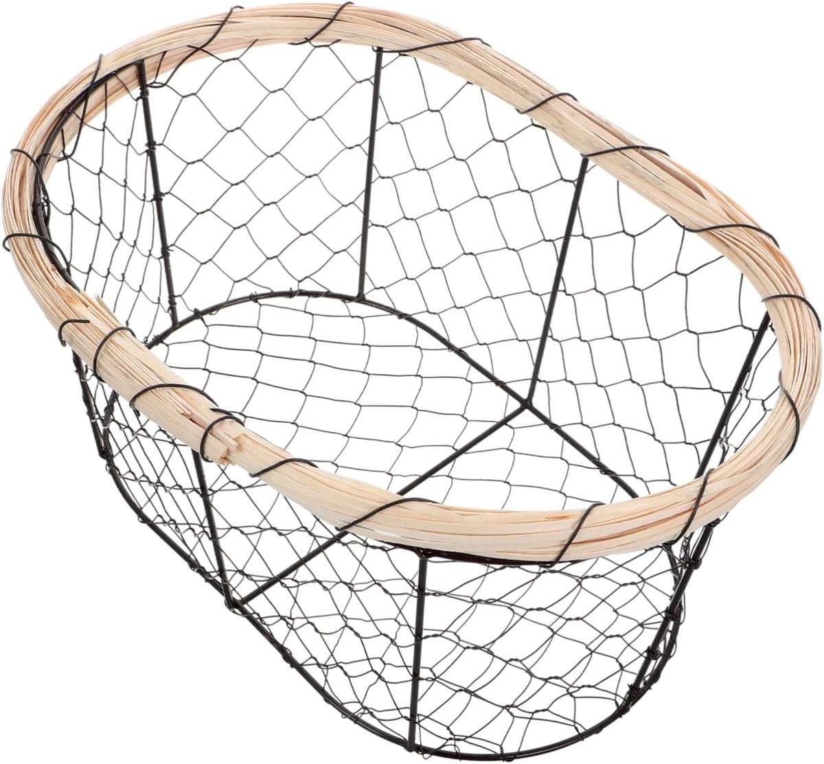 Smeedijzeren mand mandje van eierdraad tuin mand draad brood houder tuinmanden voor het verzamelen van groenten uienmand voor bijkeuken eiermandjes voor toonbank houten Zwart
