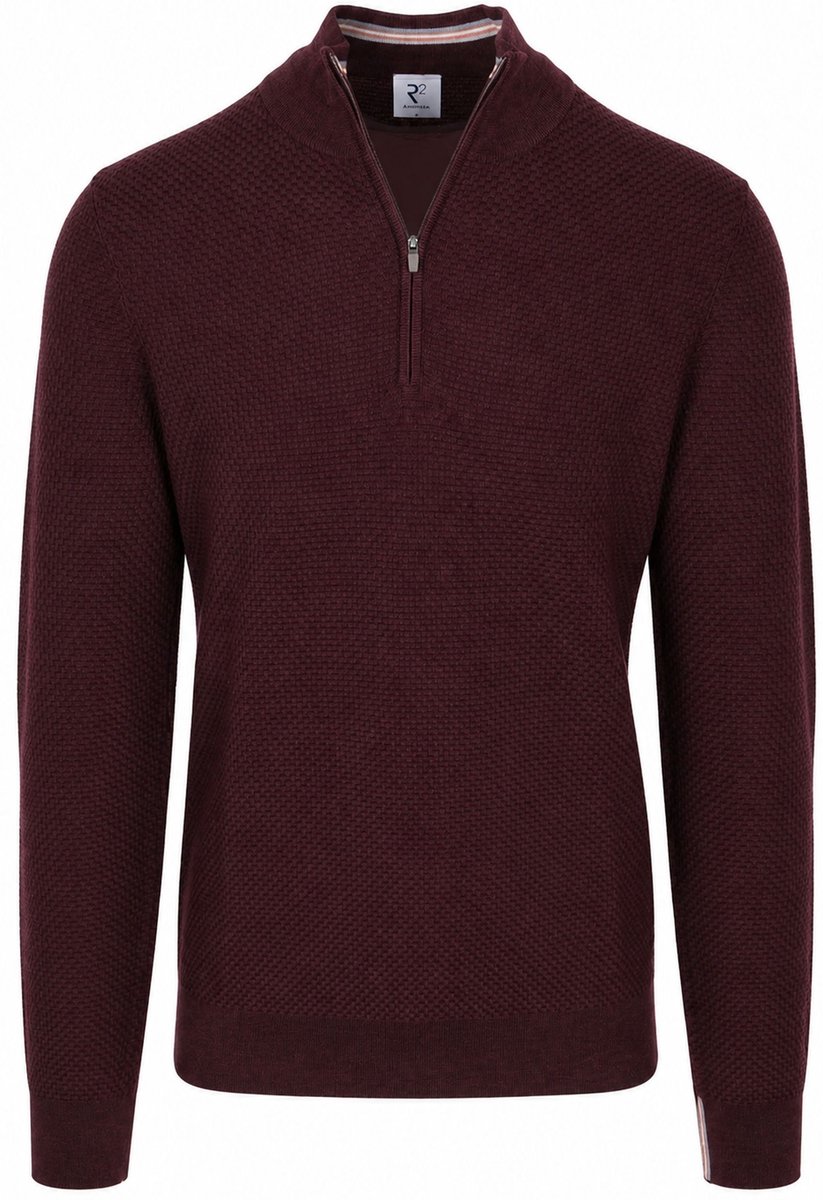 R2 Pullover Half Zip Structured Bordeaux - Maat L - Heren - Quarter zip