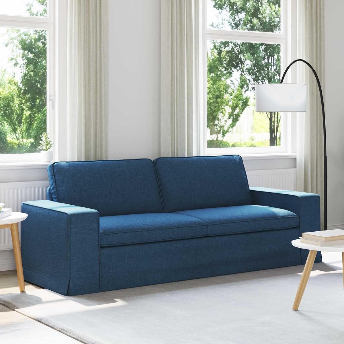 Hoekbank blauw hoekbank met metalen frame en ademende stoffen bekleding 222 x 80 x 82 cm voor woonkamer