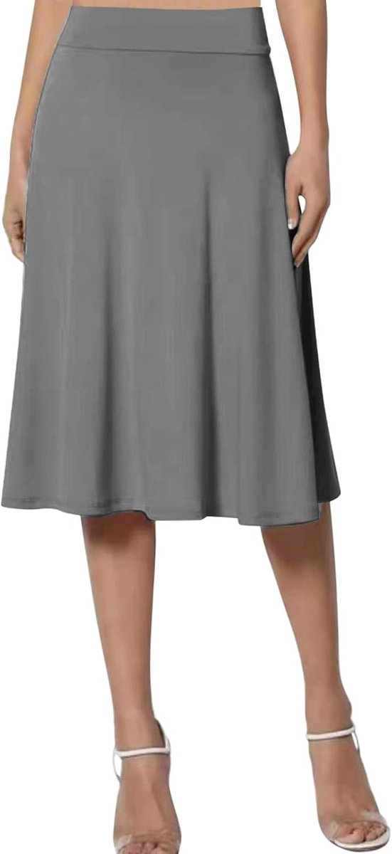 Damesrok met hoge taille, elegant, met riem, kantoor, chic, modern, effen, comfortabel, avond, A196