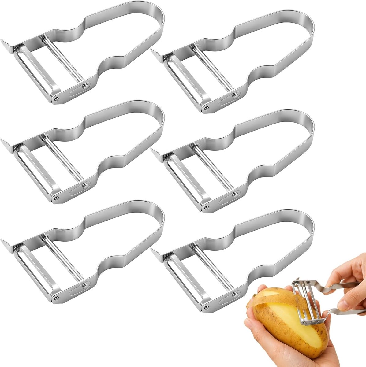 Scheermesvorm, professionele dunschiller van roestvrij staal, dunschiller voor groenten en fruit met punt voor het verwijderen van ogen, ideaal voor aardappelen, wortelen, komkommers
