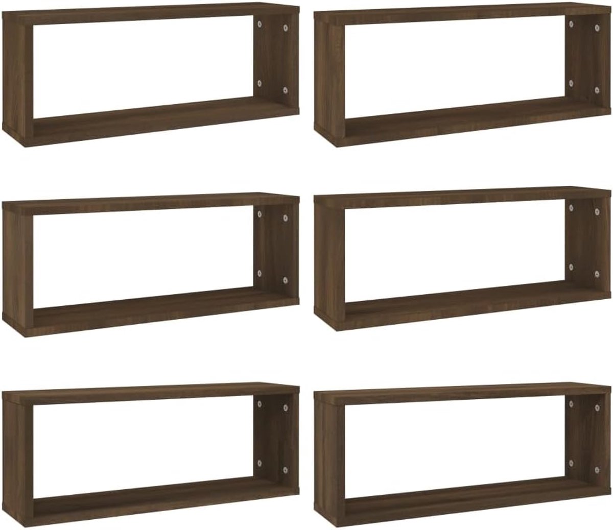Wandplanken, 6 stuks, eiken, bruin, 60 x 15 x 23 cm