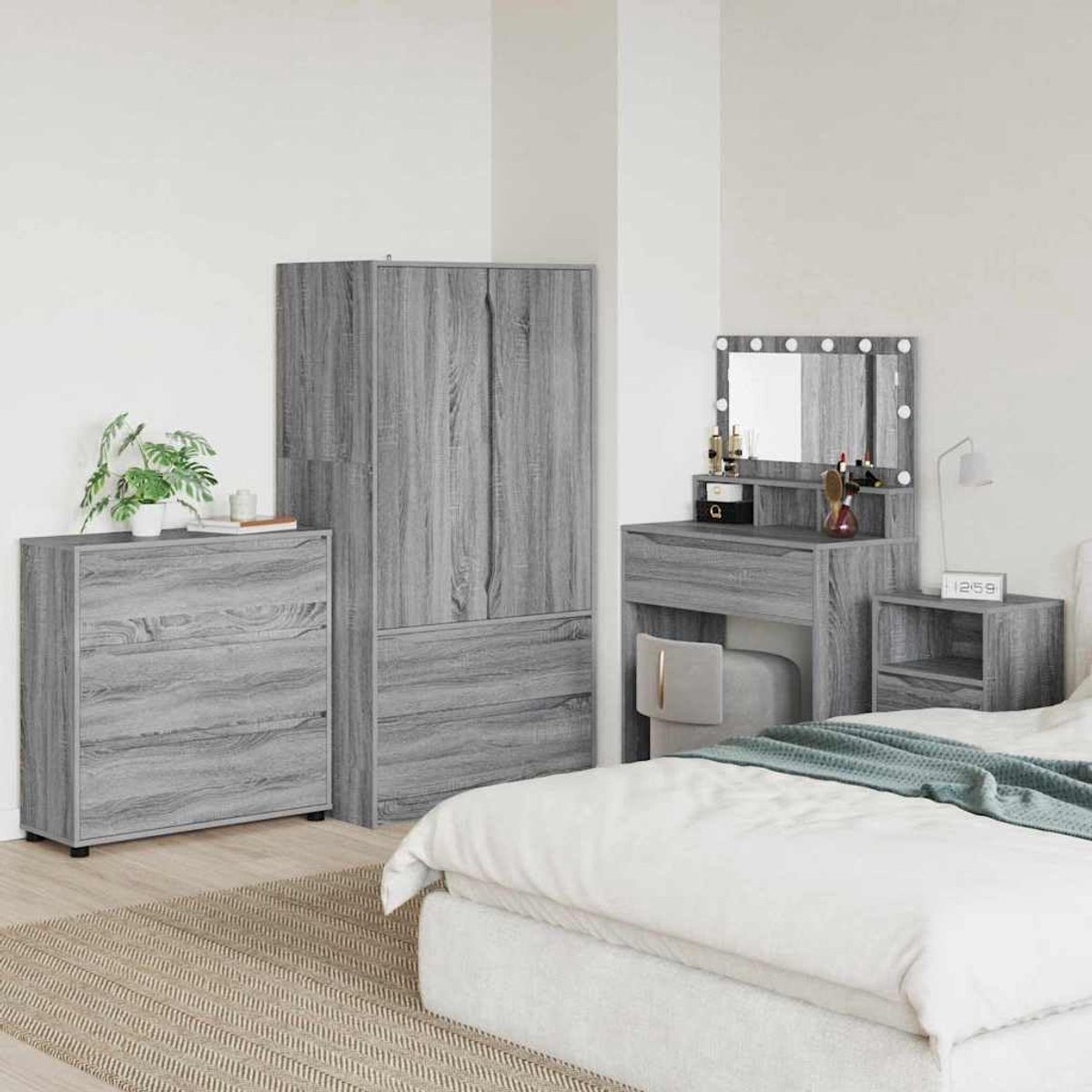 Opbergkast Grijs Sonoma met Lades 80 x 48 x 57 cm Bewerkt Hout Moderne Opbergkast voor Slaapkamer en Woonkamer, Stabiel en Duurzaam met Verstelbare Hoogte, Eenvoudig Schoon te Maken