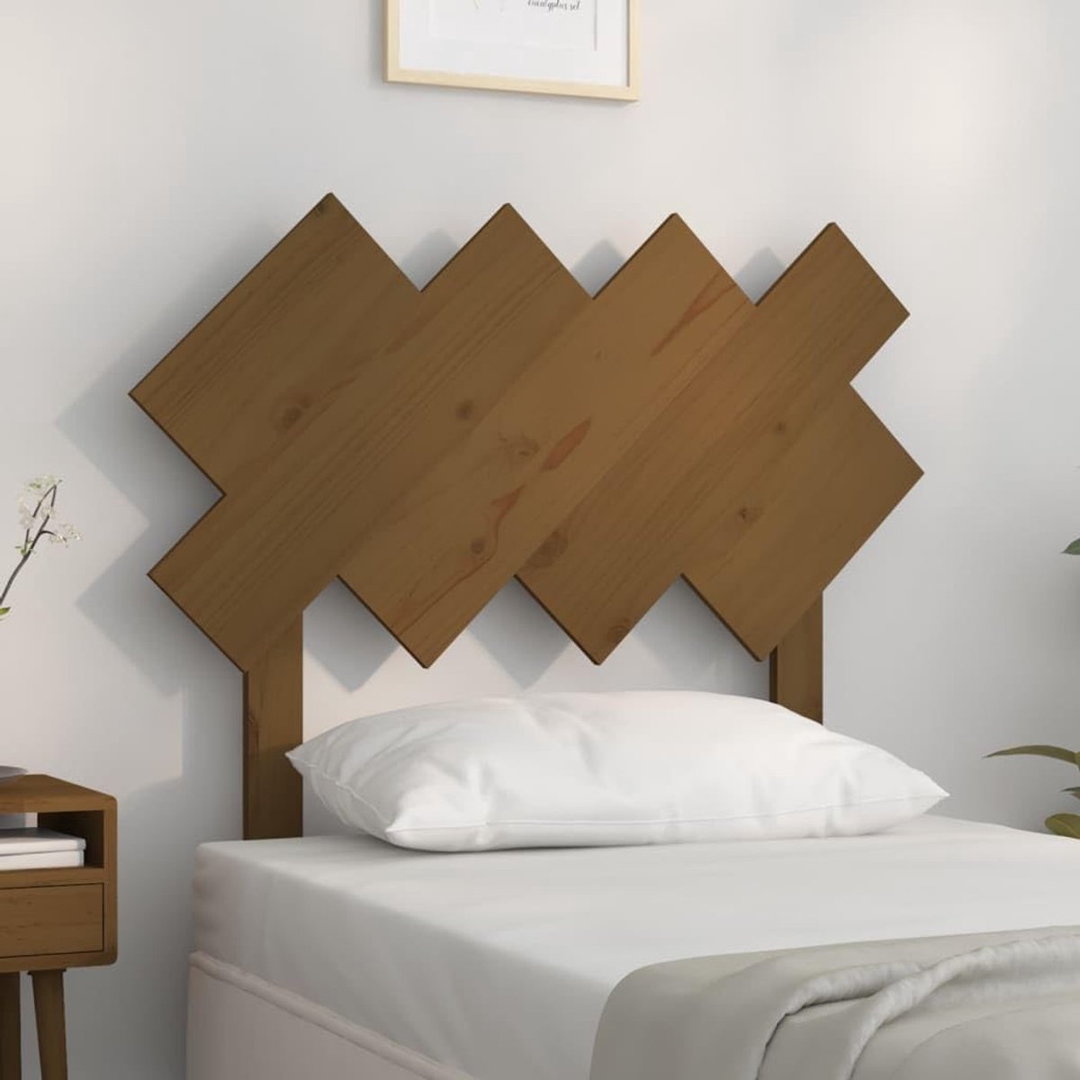 Houten hoofdeinde grenen honingbruin 92 x 3 x 81 cm rustieke charme natuurlijk design voor slaapkamer en logeerkamer