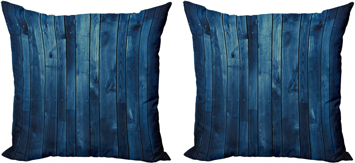 ABAKUHAUS Rustikal Sierkussenhoes Set van 2, Holzbohlen Textur, Modern Accent Dubbelzijdige Digitale Print, 40x40, Lichtblauw Donkerblauw