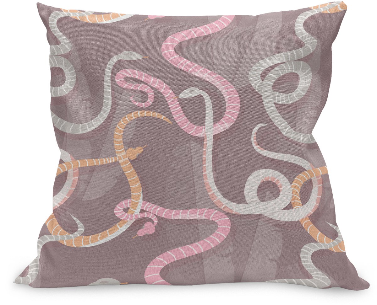 ABAKUHAUS Schlange Kussenhoes, Amazonischen Fauna Kriechtier Kunst, Kussenhoes met Ritssluiting en Dubbelzijdige Print, 40 x 40 cm, Warm Taupe Staub