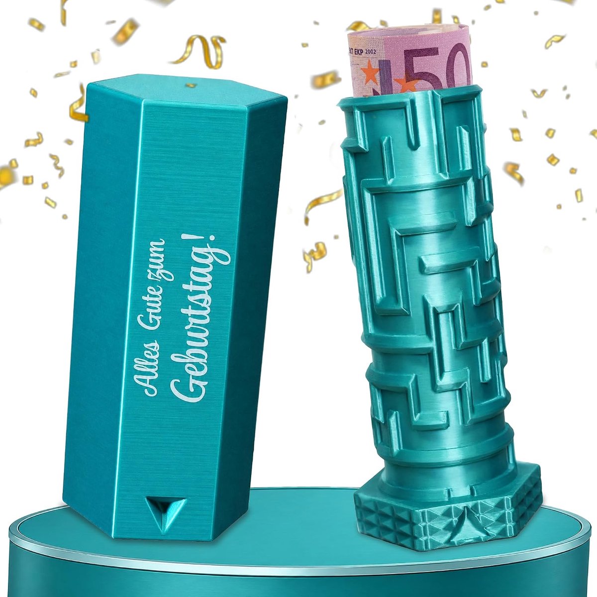 Geldcadeau, creatieve doolhof geldgeschenkverpakking voor verjaardag, afscheid, bedankje, cadeaus voor jongens, meisjes, mannen, vrouwen en vrienden (blauw-groen)