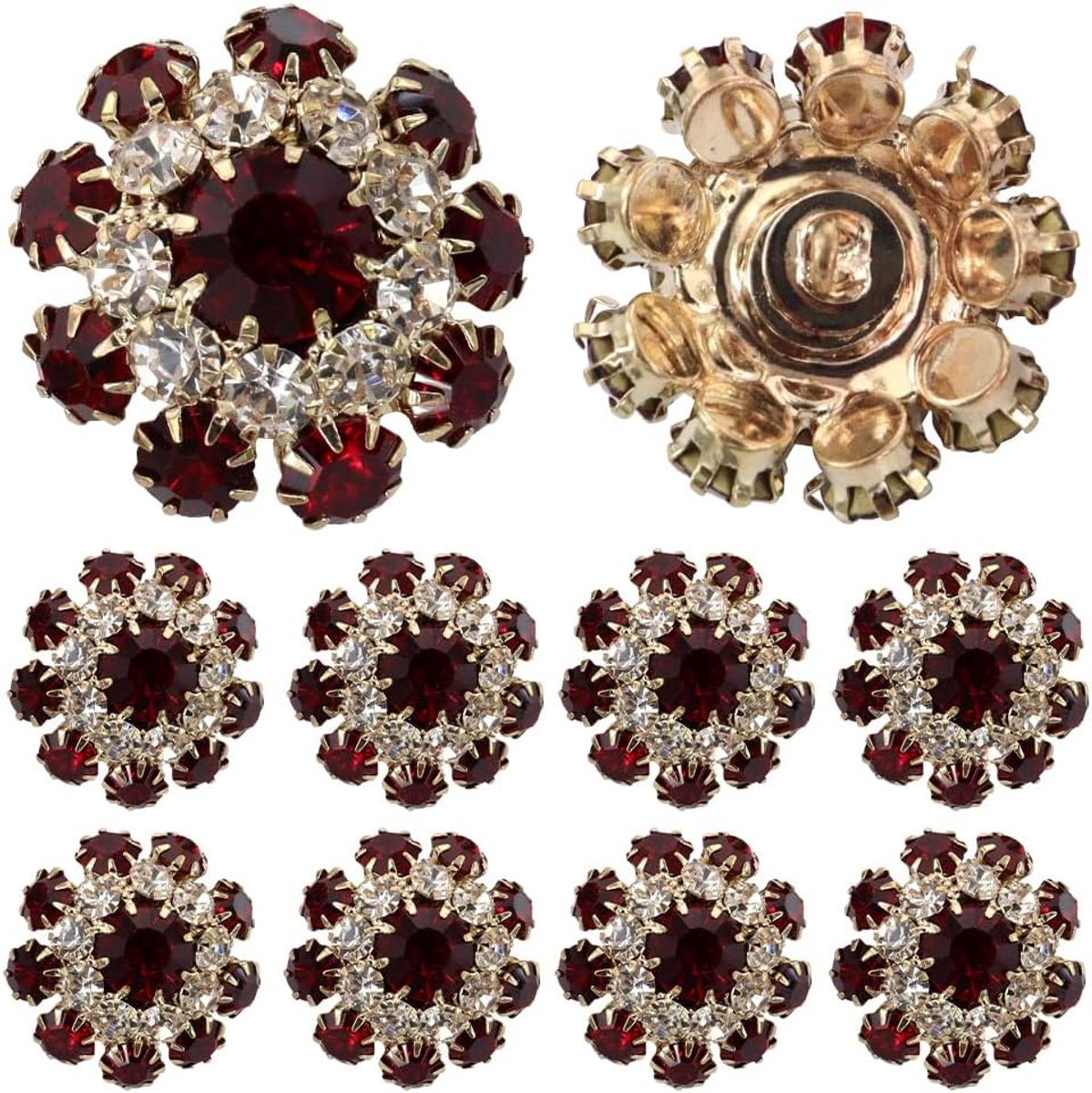 Gold Tone Paddestoel Knop Diamond Shank Button Coat Versier Naaibenodigdheden voor DIY Garment 5 stuks Rood